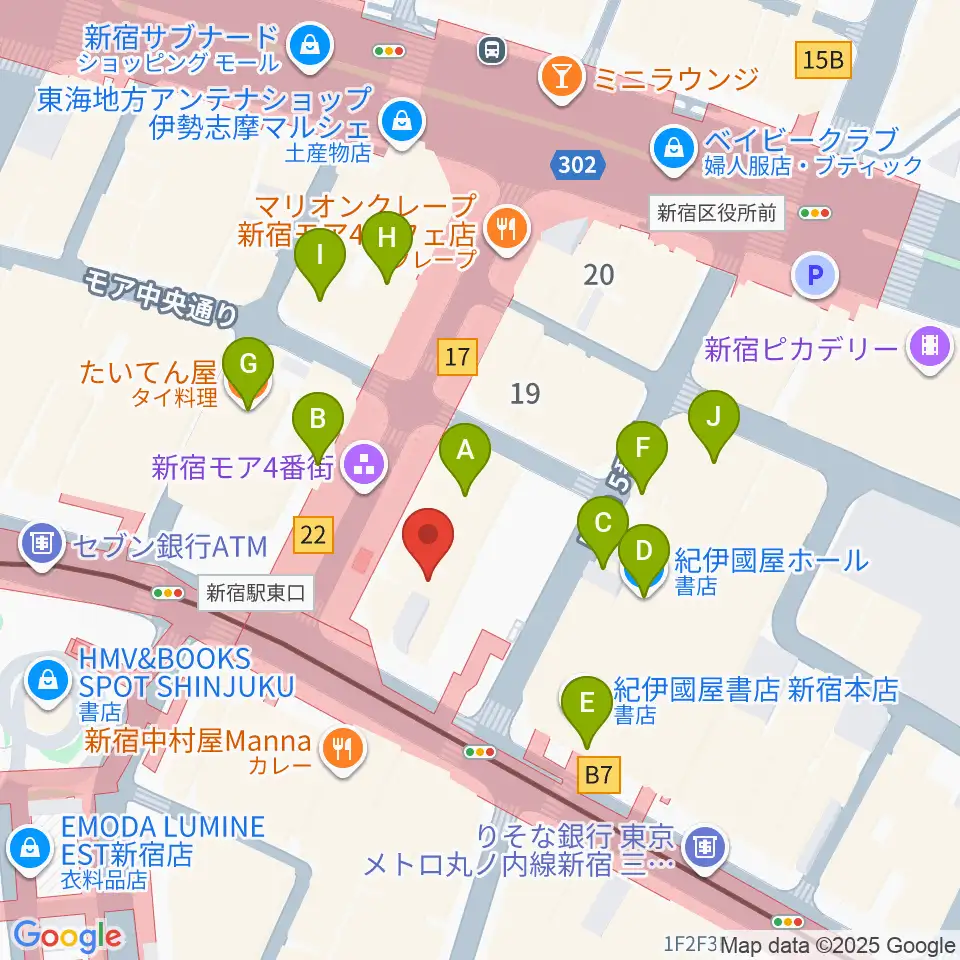 新宿ケントス周辺のカフェ一覧地図