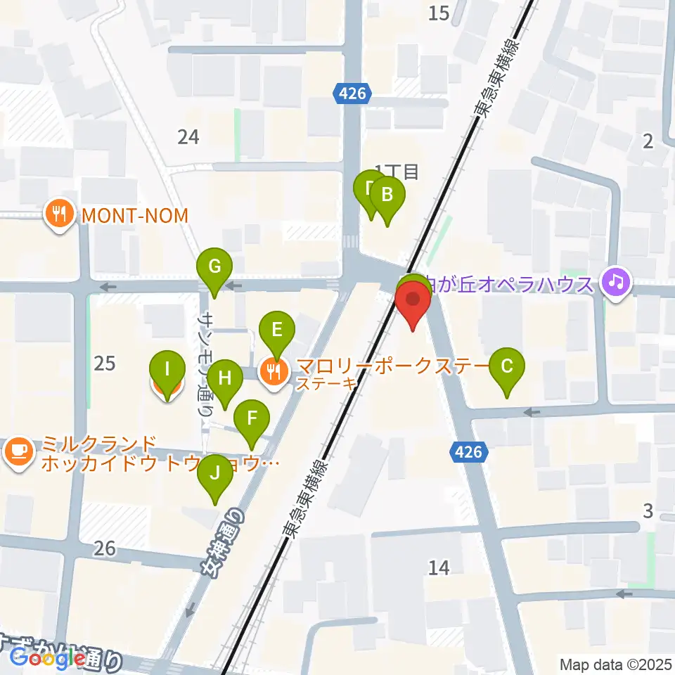 自由ヶ丘ヴァイオリン周辺のカフェ一覧地図