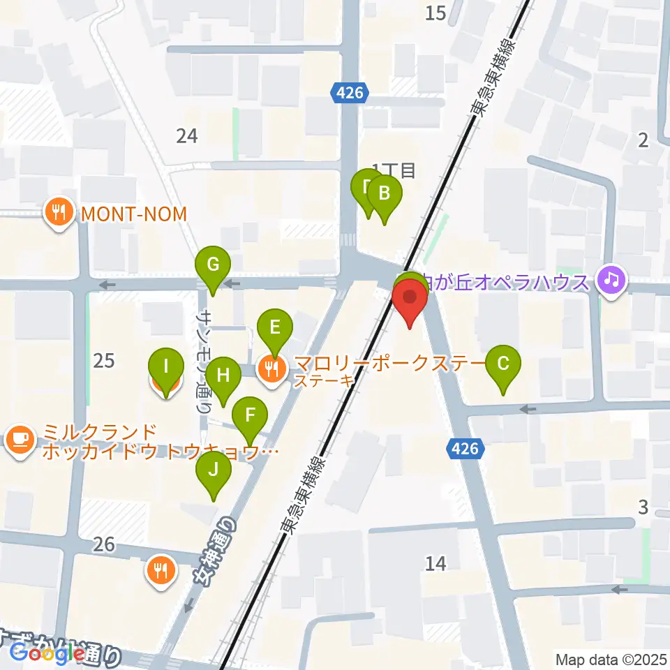 自由ヶ丘ヴァイオリン周辺のカフェ一覧地図