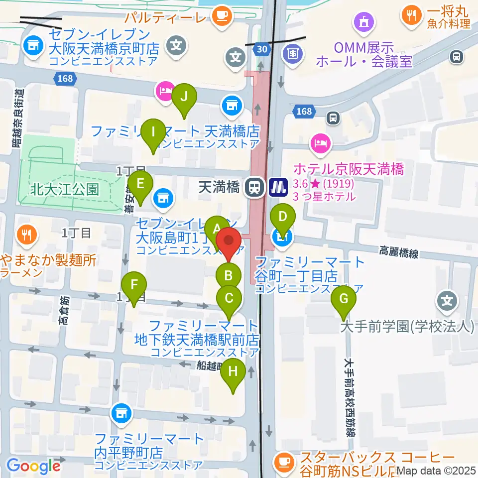 HMS大阪周辺のカフェ一覧地図