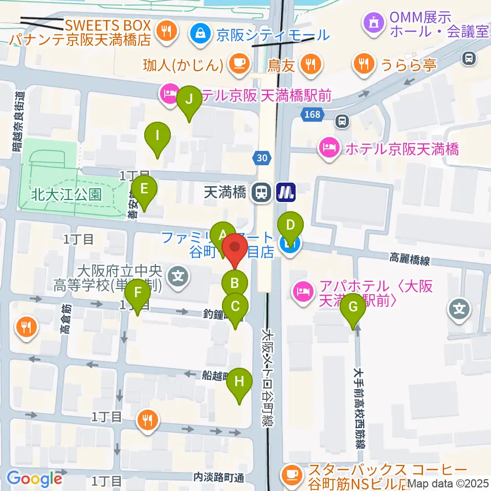 HMS大阪周辺のカフェ一覧地図