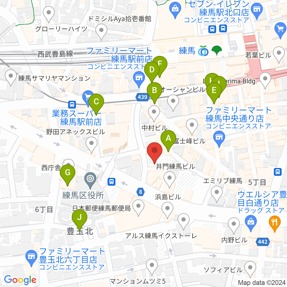 練馬BE-born周辺のカフェ一覧地図