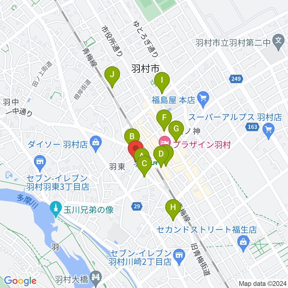 羽村ボニー＆クライド周辺のカフェ一覧地図