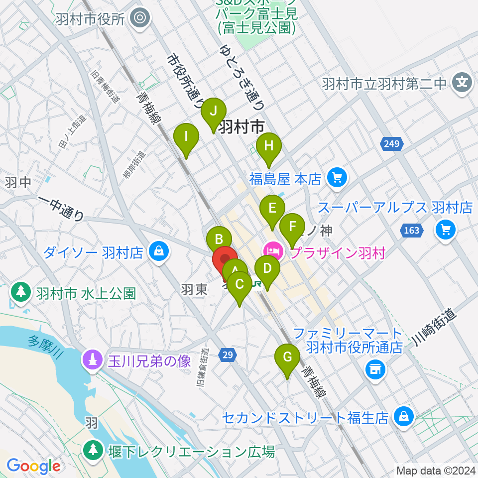 羽村ボニー＆クライド周辺のカフェ一覧地図