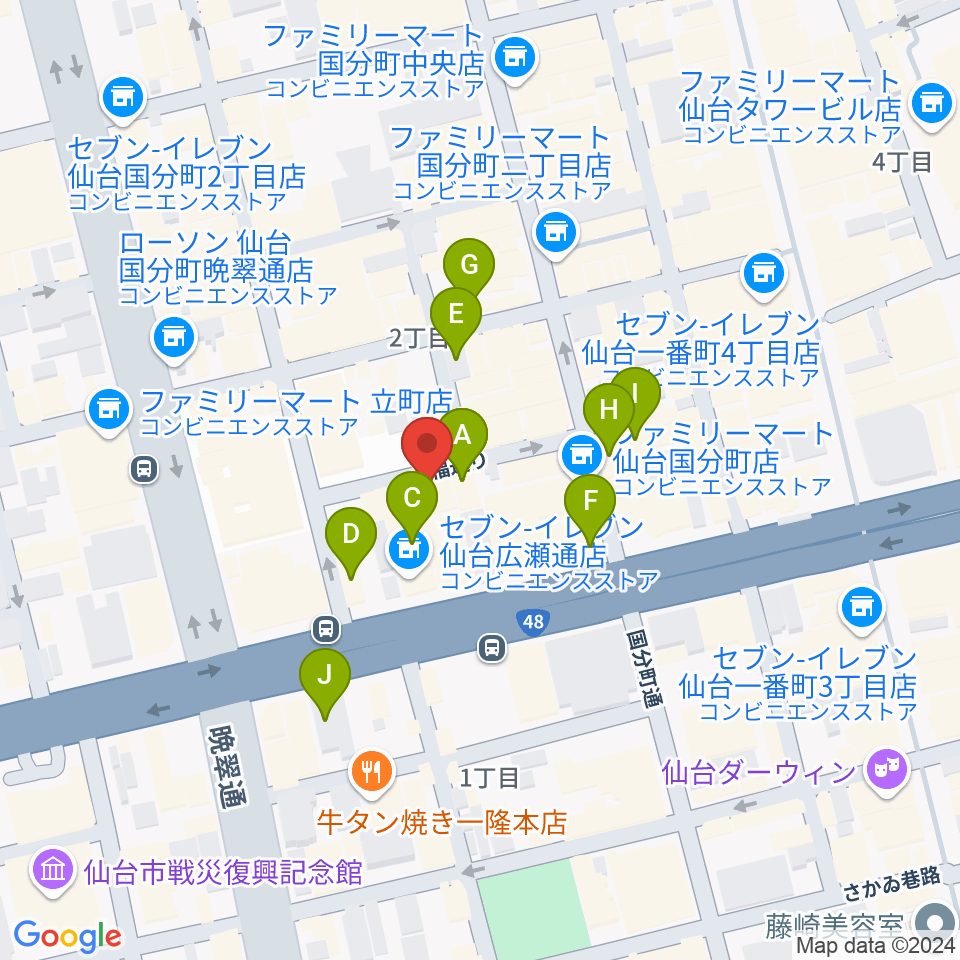 海風周辺のカフェ一覧地図