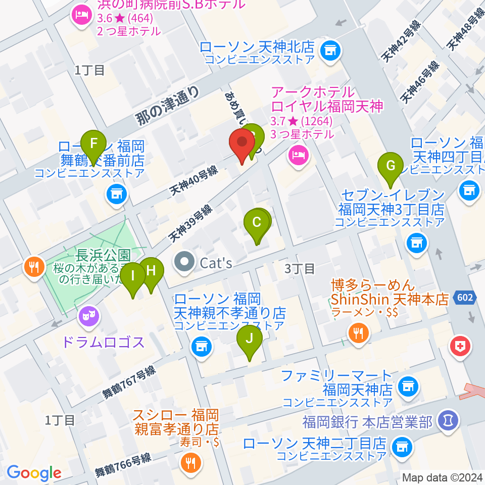 白いギター周辺のカフェ一覧地図