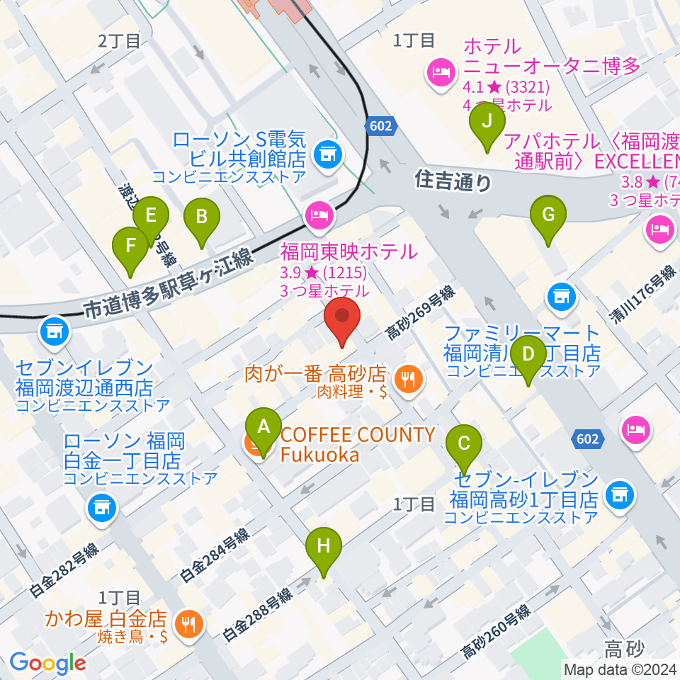 福岡 音故知新周辺のカフェ一覧地図