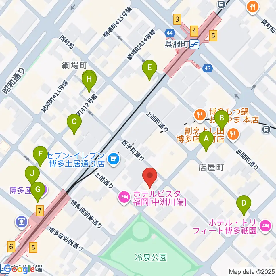 博多デジャヴ周辺のカフェ一覧地図