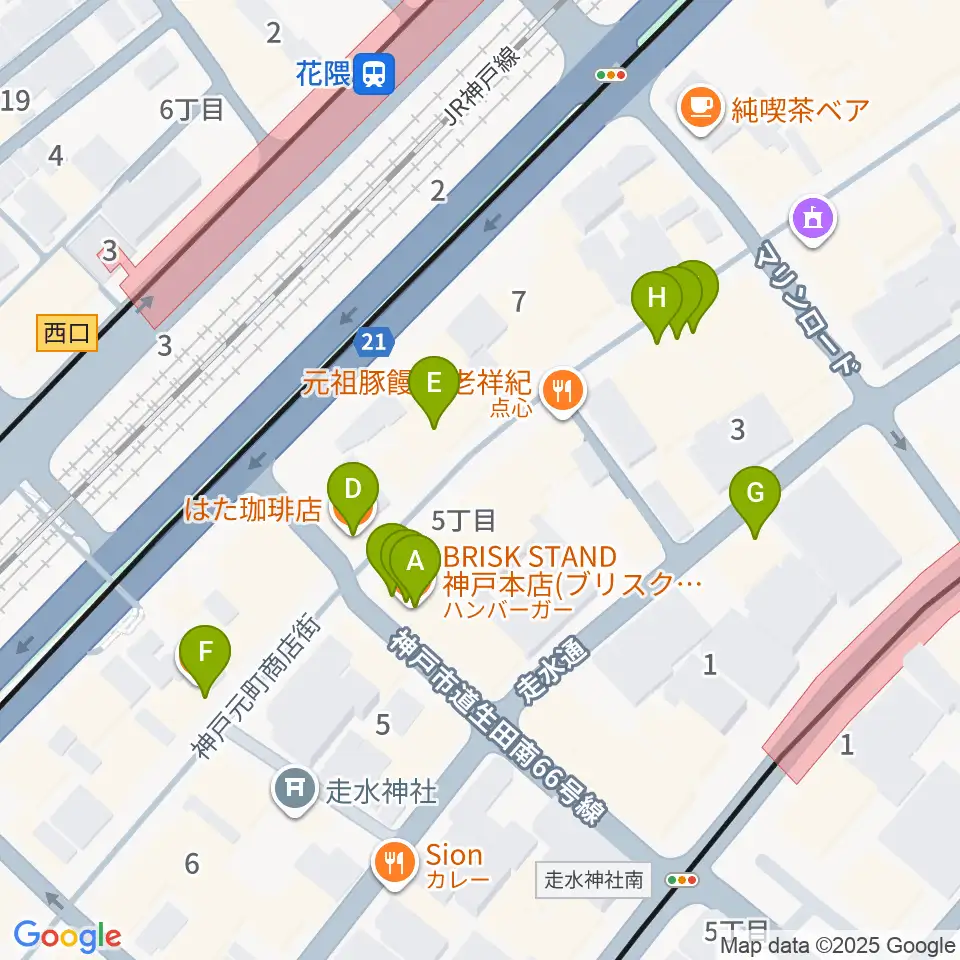 クラシックサロン・アマデウス周辺のカフェ一覧地図