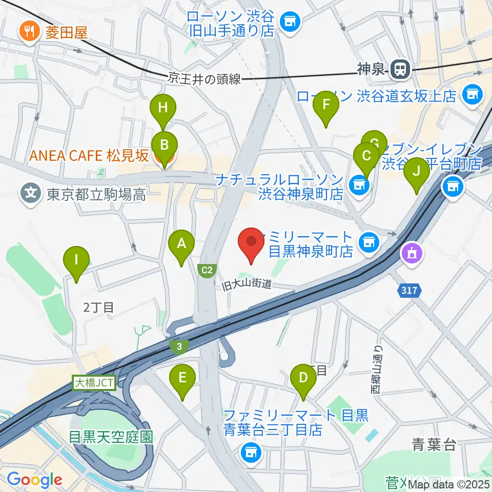 スタジオブラート周辺のカフェ一覧地図