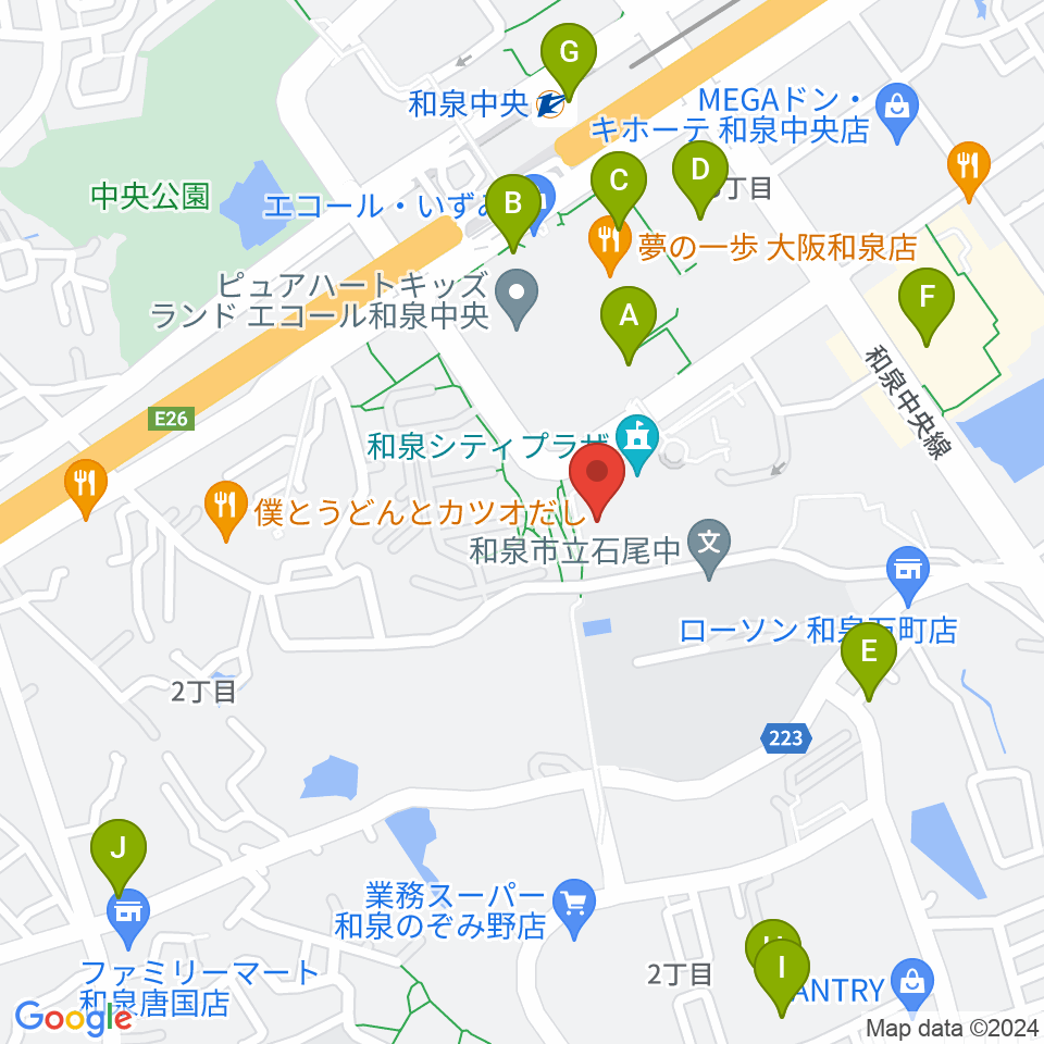 和泉シティプラザ周辺のカフェ一覧地図