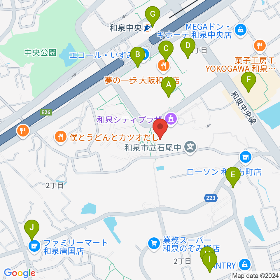 和泉シティプラザ周辺のカフェ一覧地図