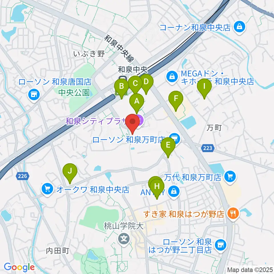 和泉シティプラザ周辺のカフェ一覧地図