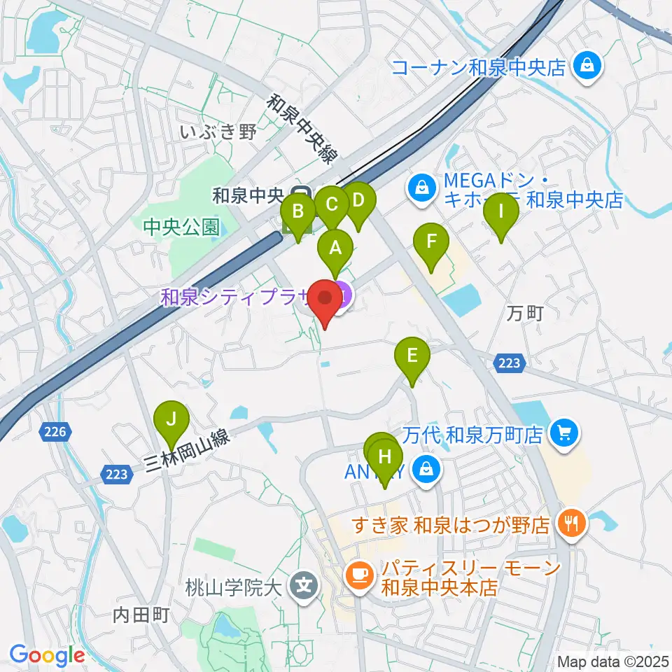 和泉シティプラザ周辺のカフェ一覧地図