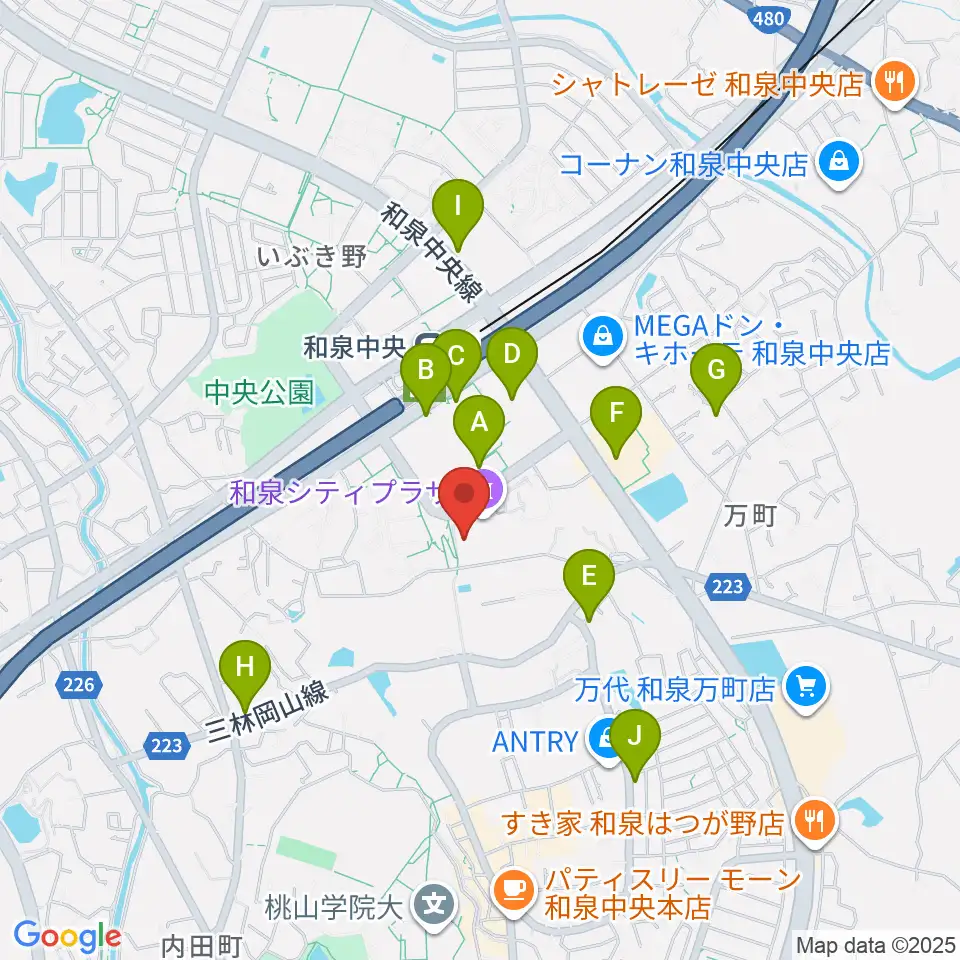 和泉シティプラザ周辺のカフェ一覧地図