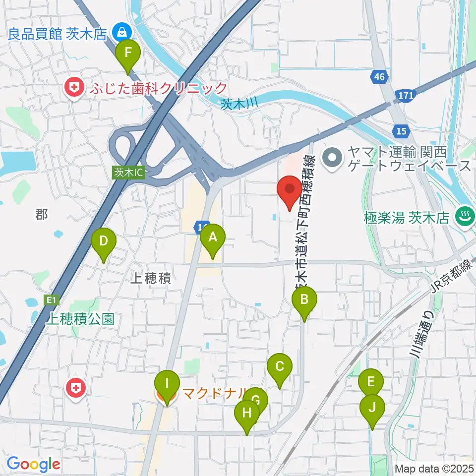 茨木市立生涯学習センターきらめき周辺のカフェ一覧地図
