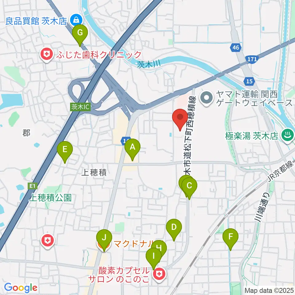 茨木市立生涯学習センターきらめき周辺のカフェ一覧地図