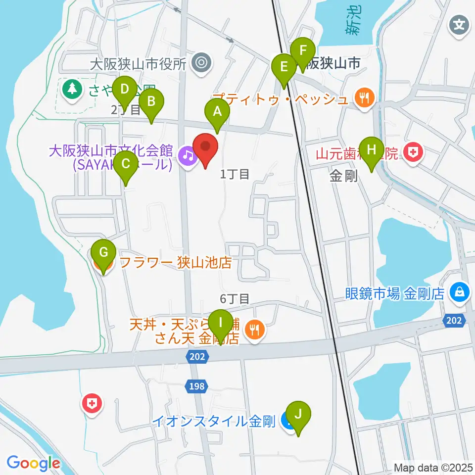 大阪狭山市文化会館 SAYAKAホール周辺のカフェ一覧地図