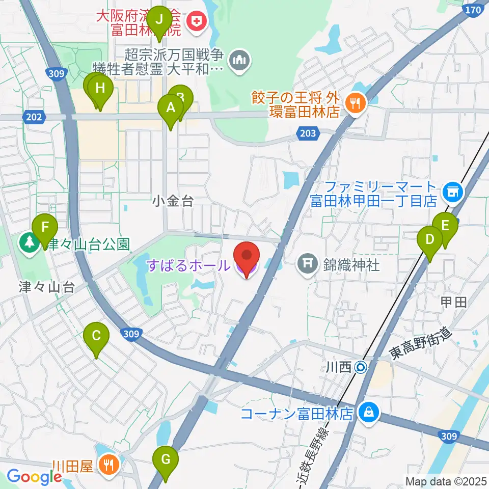 すばるホール周辺のカフェ一覧地図