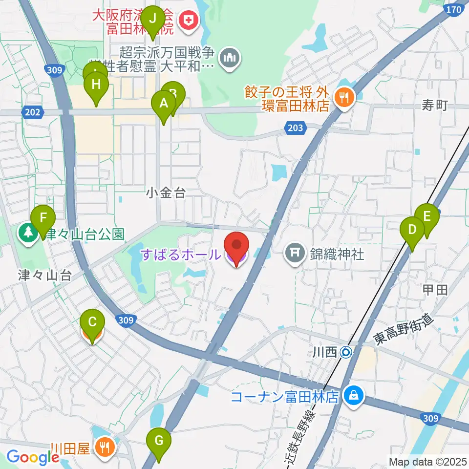 すばるホール周辺のカフェ一覧地図