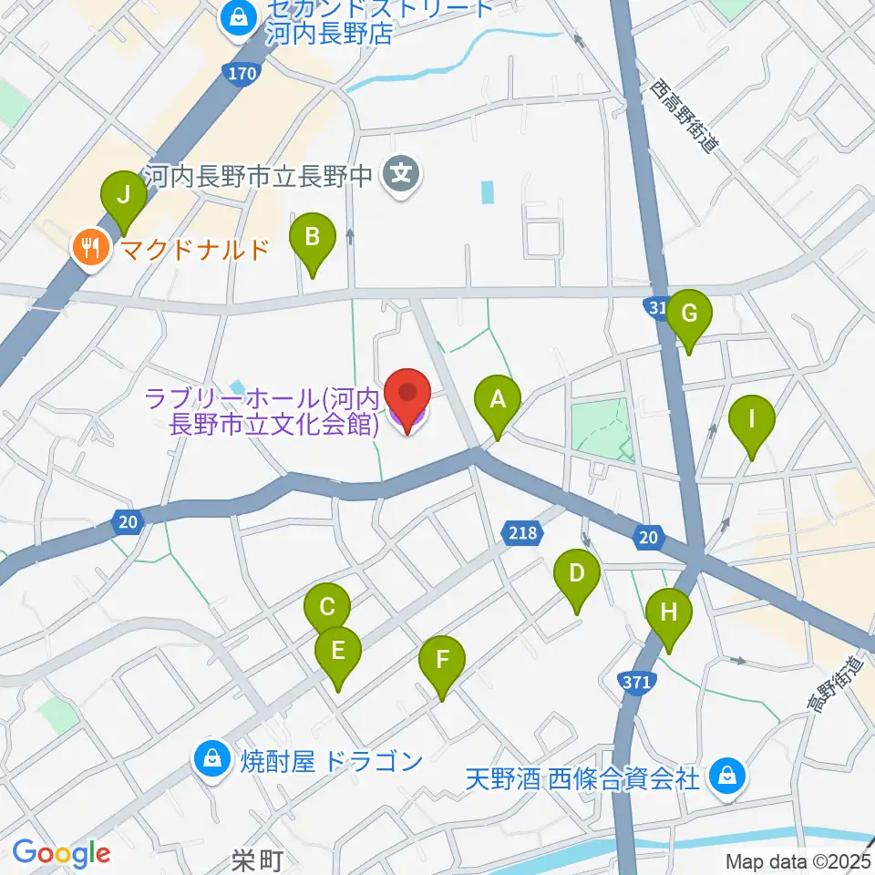 ラブリーホール周辺のカフェ一覧地図