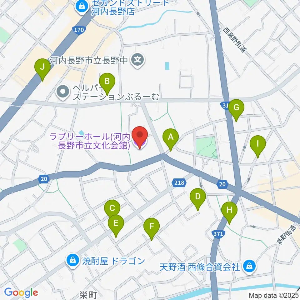 ラブリーホール周辺のカフェ一覧地図