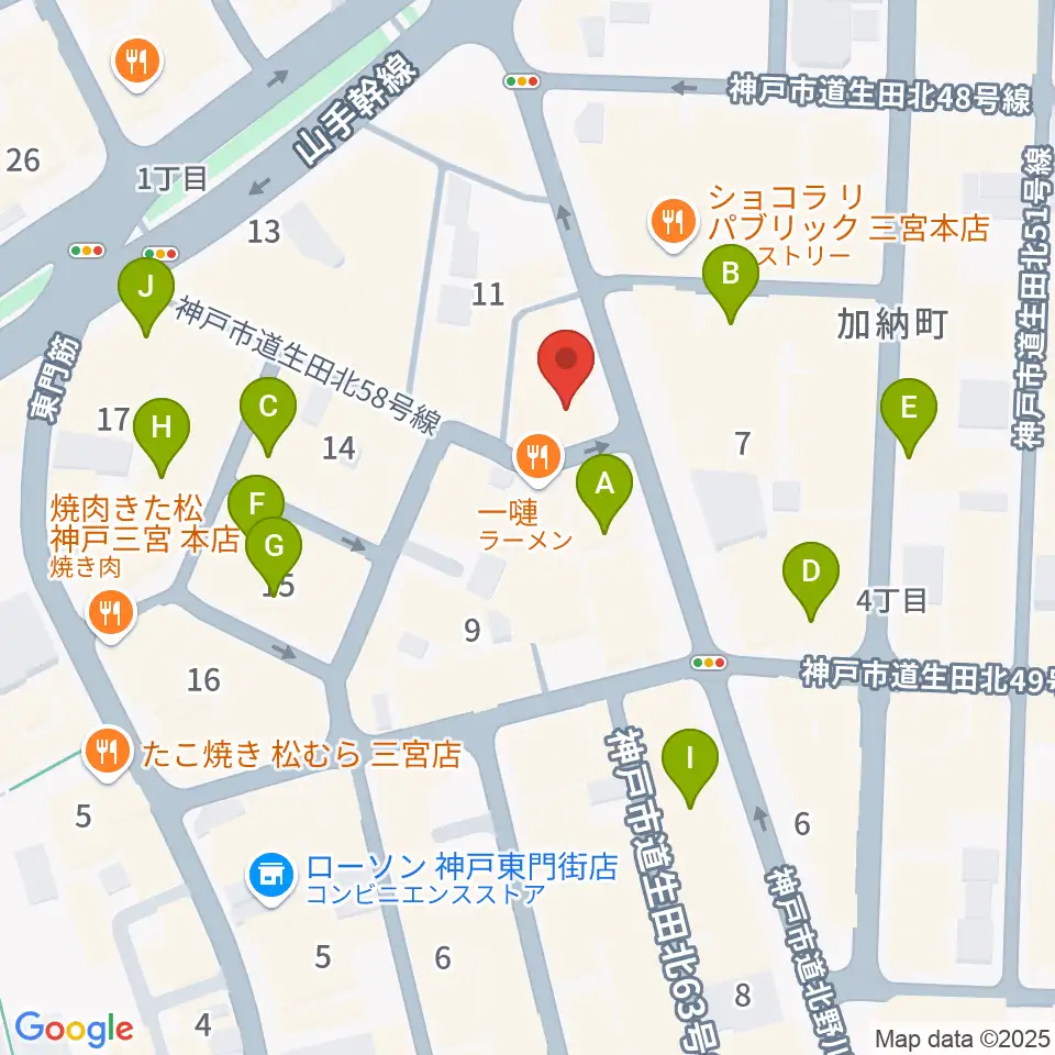 神戸DAY by DAY周辺のカフェ一覧地図