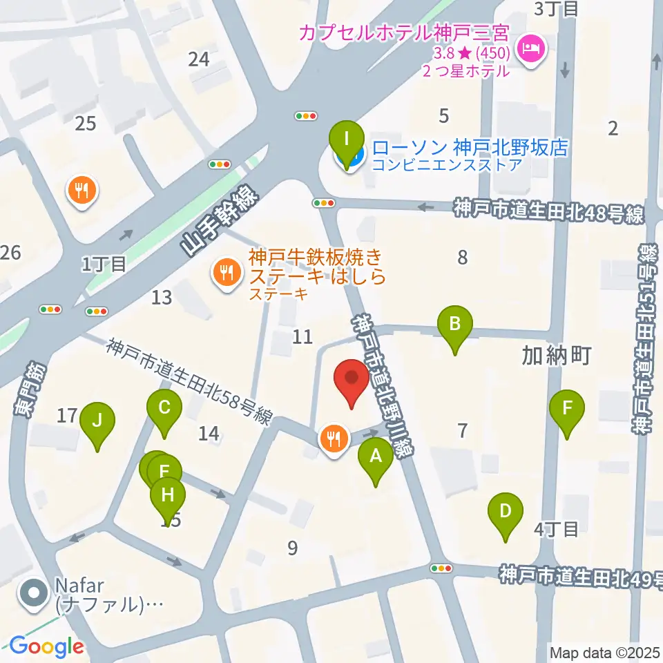 神戸DAY by DAY周辺のカフェ一覧地図