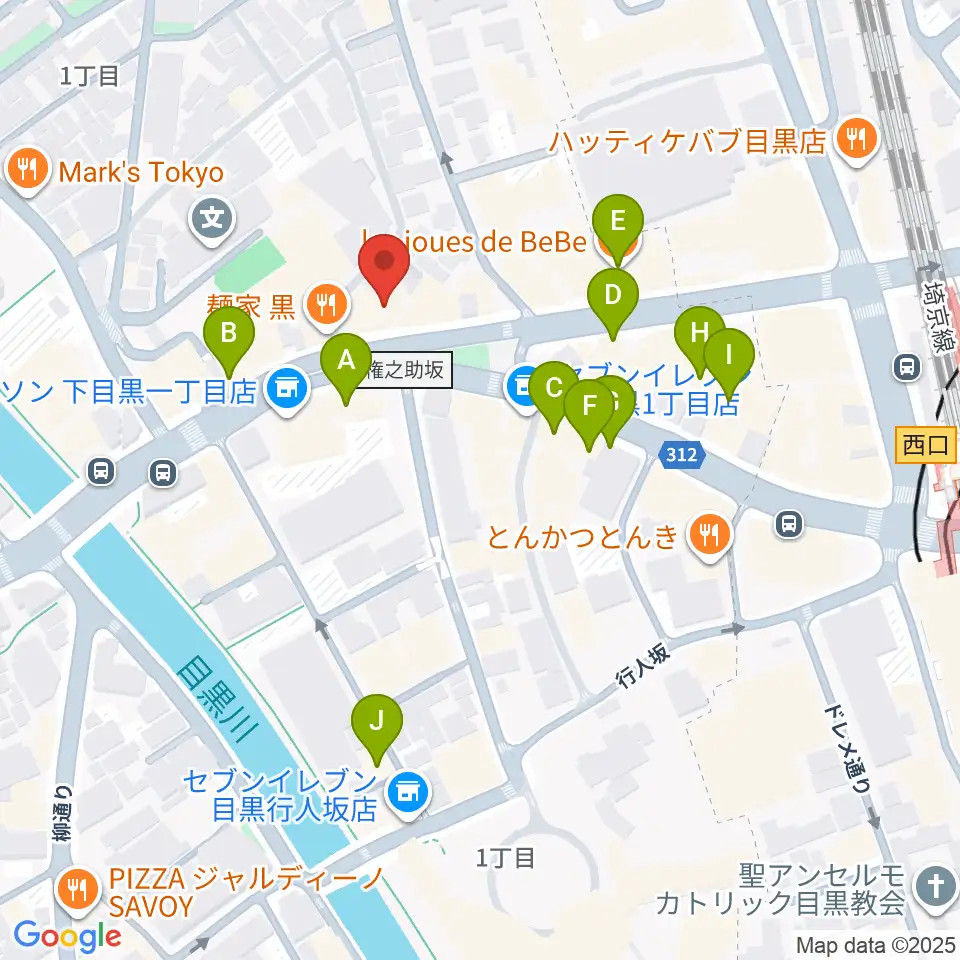 目黒リトルテキサス周辺のカフェ一覧地図