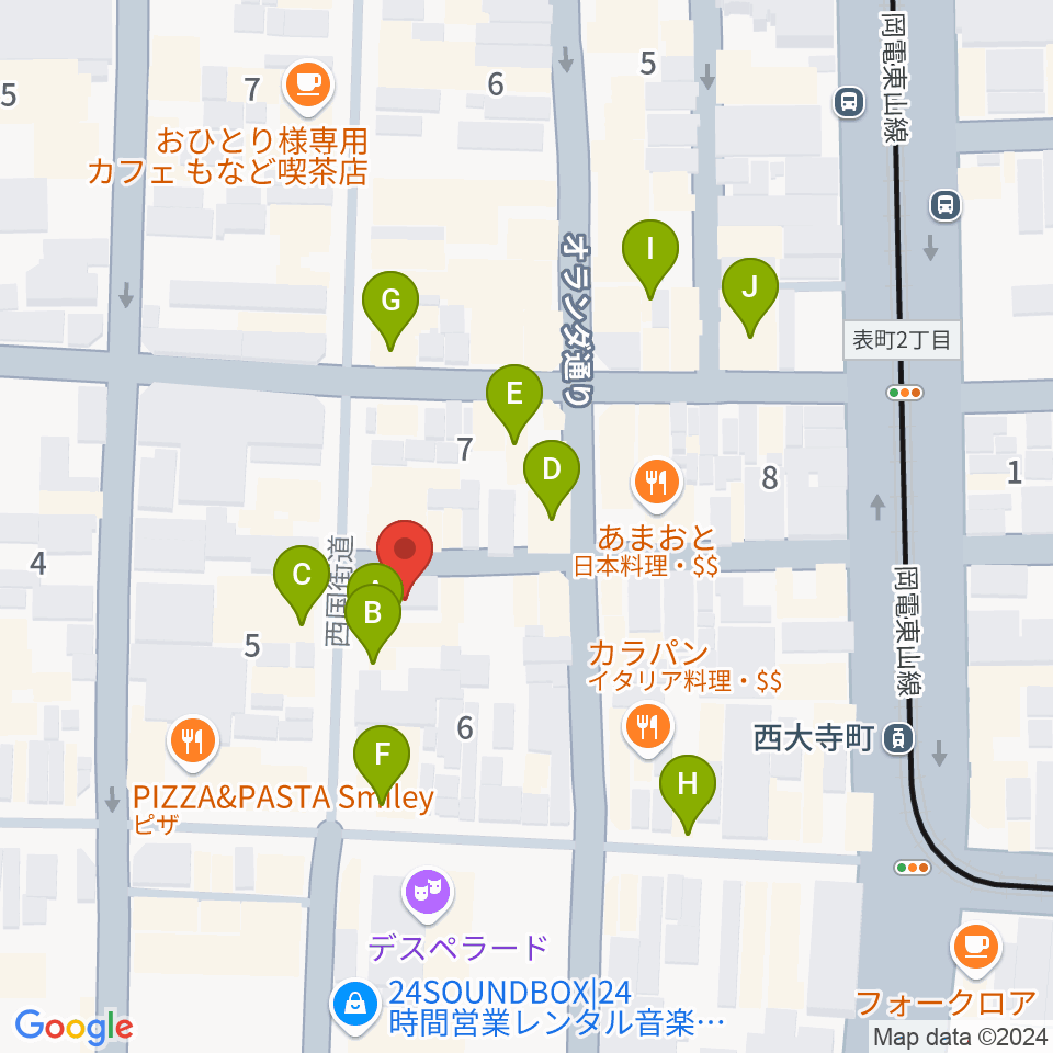 岡山Bird周辺のカフェ一覧地図