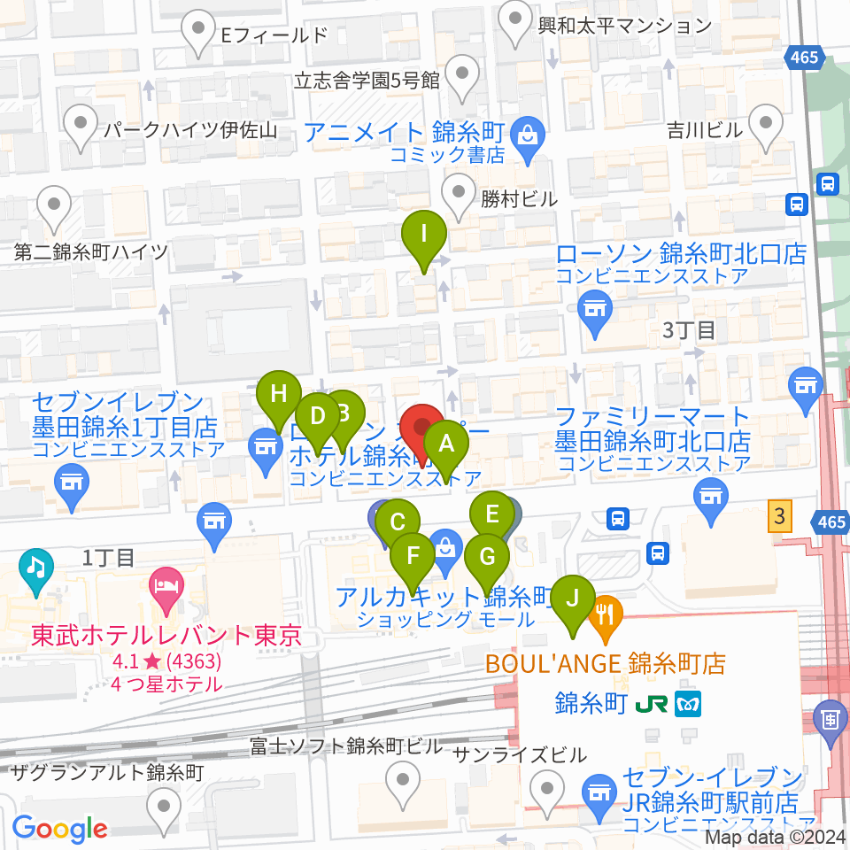 錦糸町アーリーバード周辺のカフェ一覧地図