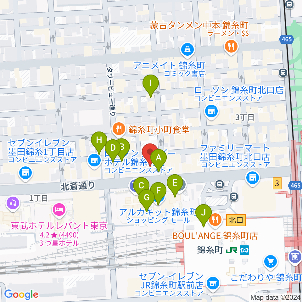 錦糸町アーリーバード周辺のカフェ一覧地図