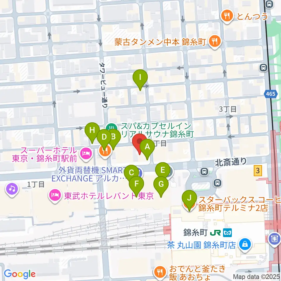 錦糸町アーリーバード周辺のカフェ一覧地図