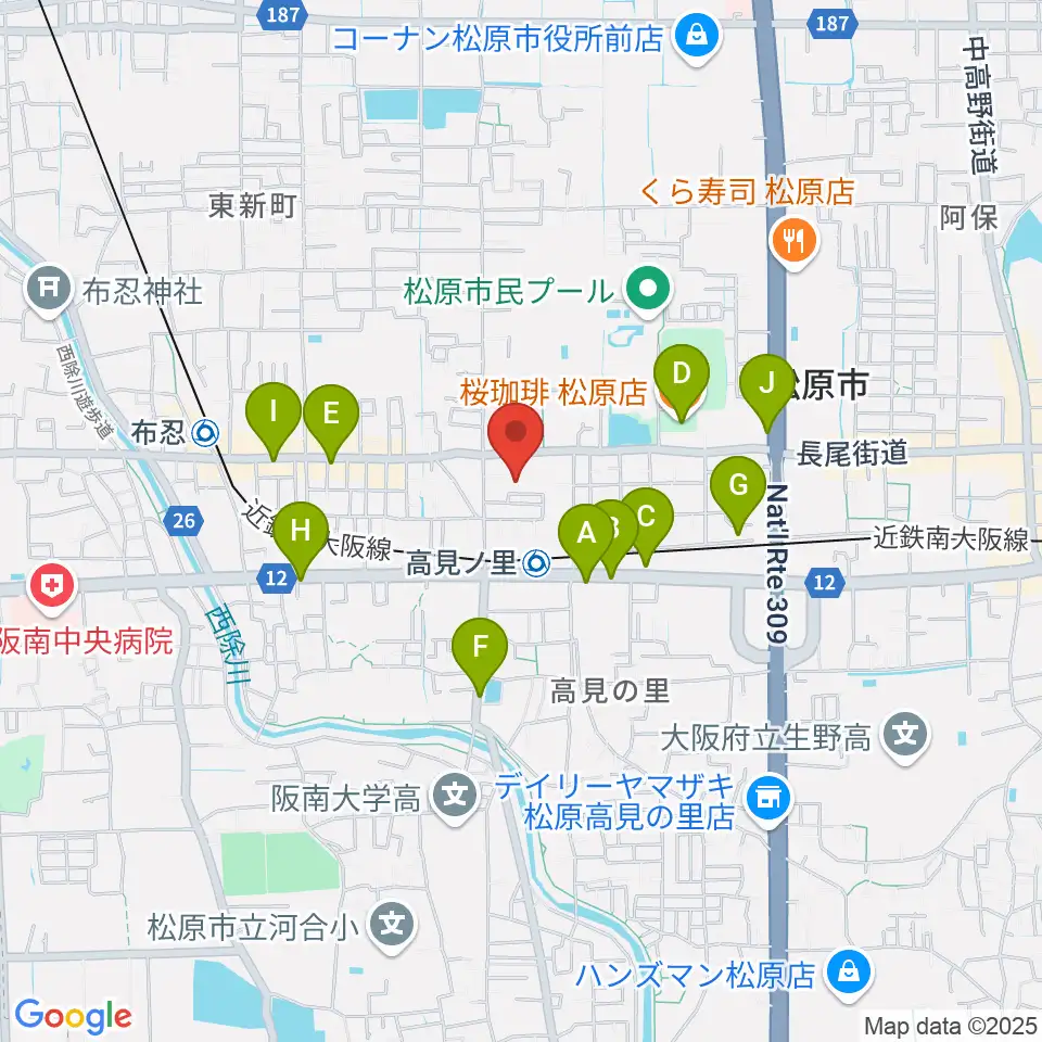 キーススタジオ周辺のカフェ一覧地図