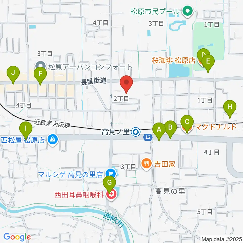 キーススタジオ周辺のカフェ一覧地図