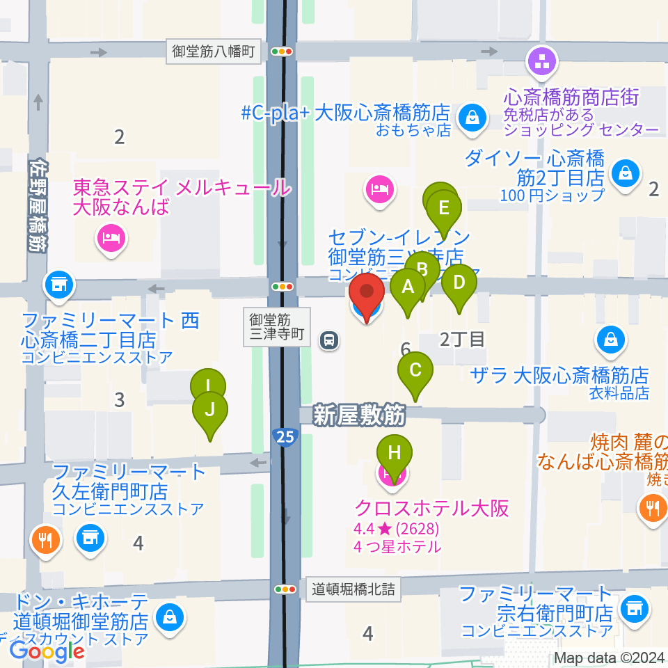 心斎橋ART CLUB周辺のカフェ一覧地図