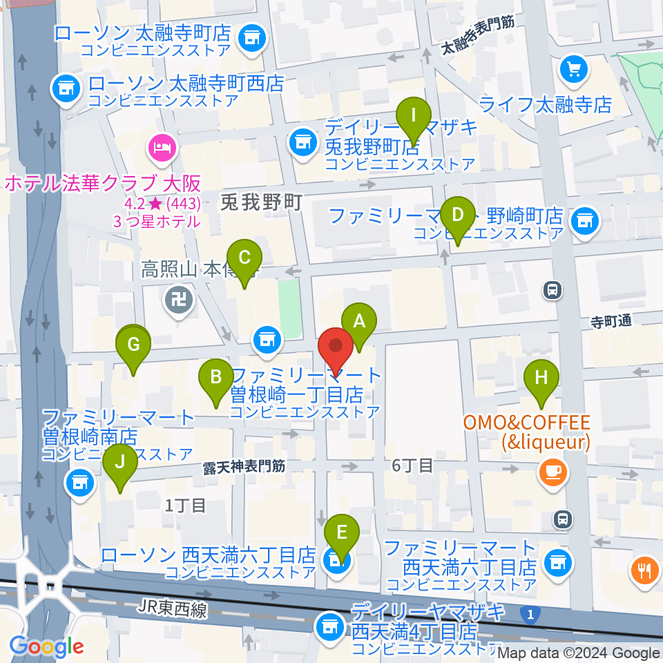 いんたーぷれい８周辺のカフェ一覧地図