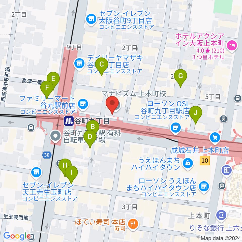 谷町九丁目サブ周辺のカフェ一覧地図