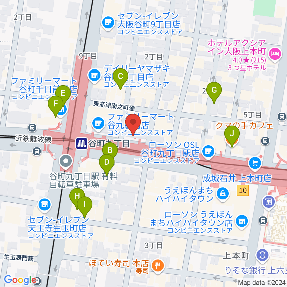 谷町九丁目サブ周辺のカフェ一覧地図