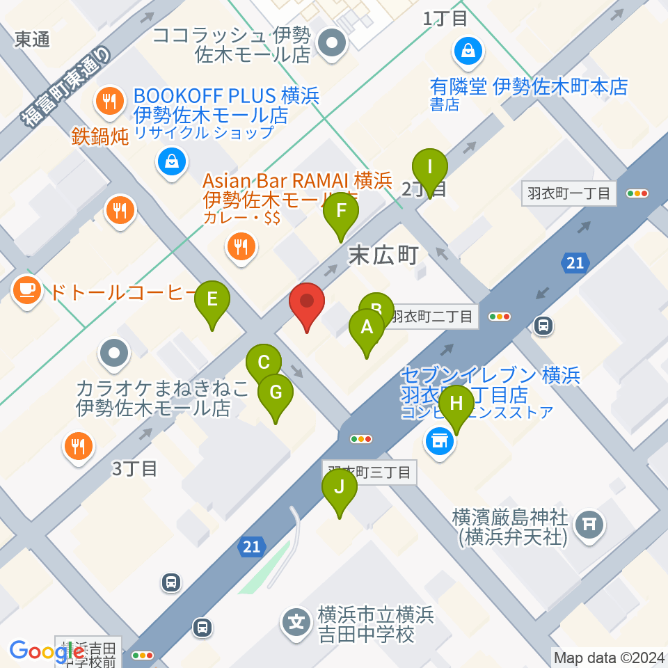 よいどれ伯爵周辺のカフェ一覧地図