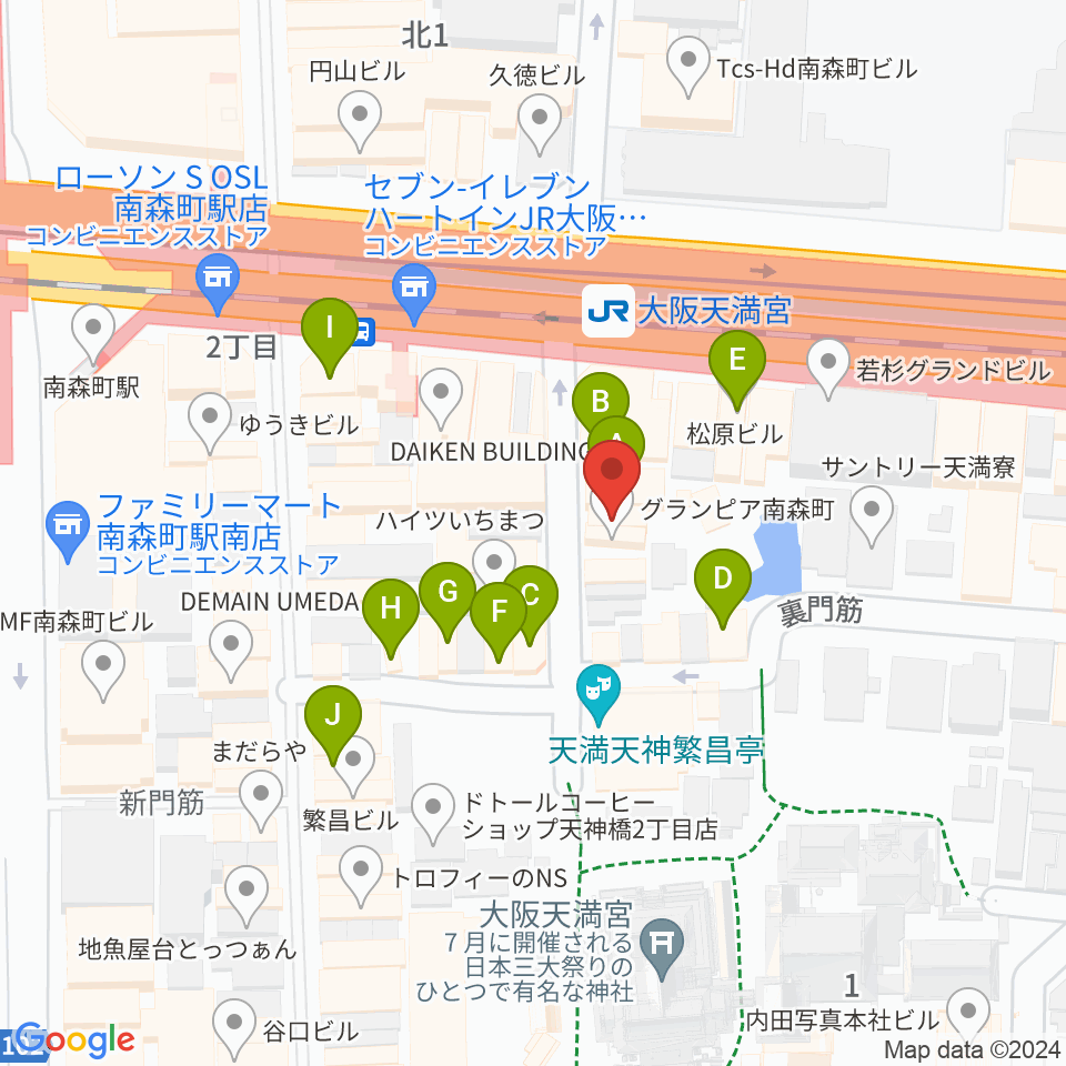 南森町シカゴロック周辺のカフェ一覧地図