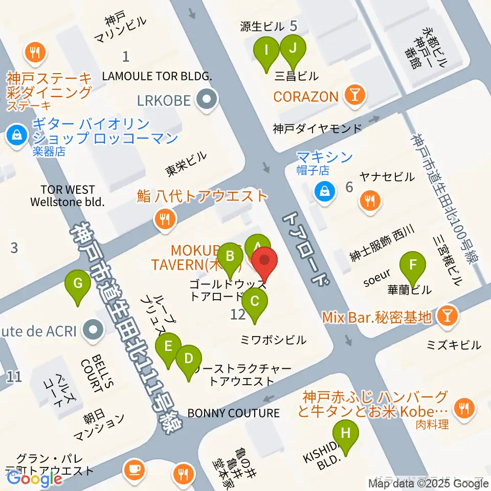 MOKUBA'S TAVERN 木馬周辺のカフェ一覧地図