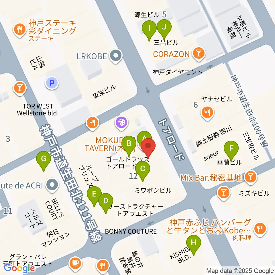 MOKUBA'S TAVERN 木馬周辺のカフェ一覧地図
