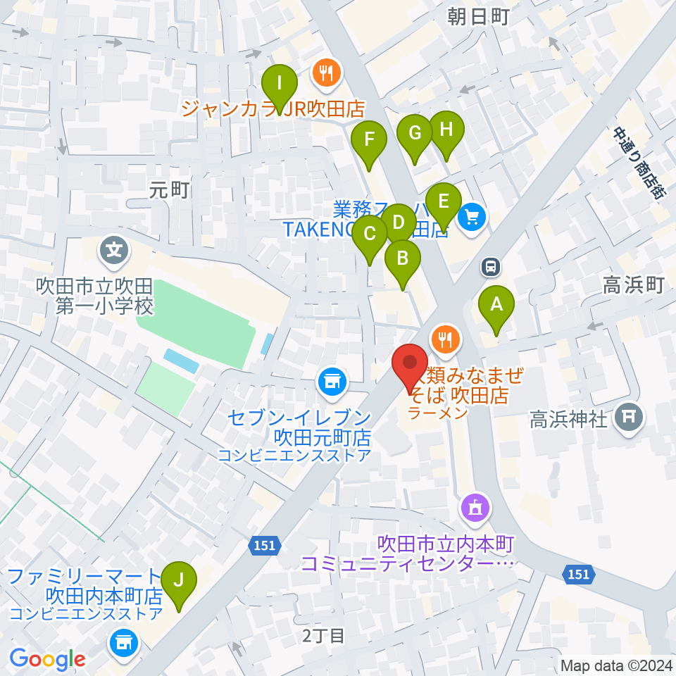 吹田TAKE FIVE周辺のカフェ一覧地図