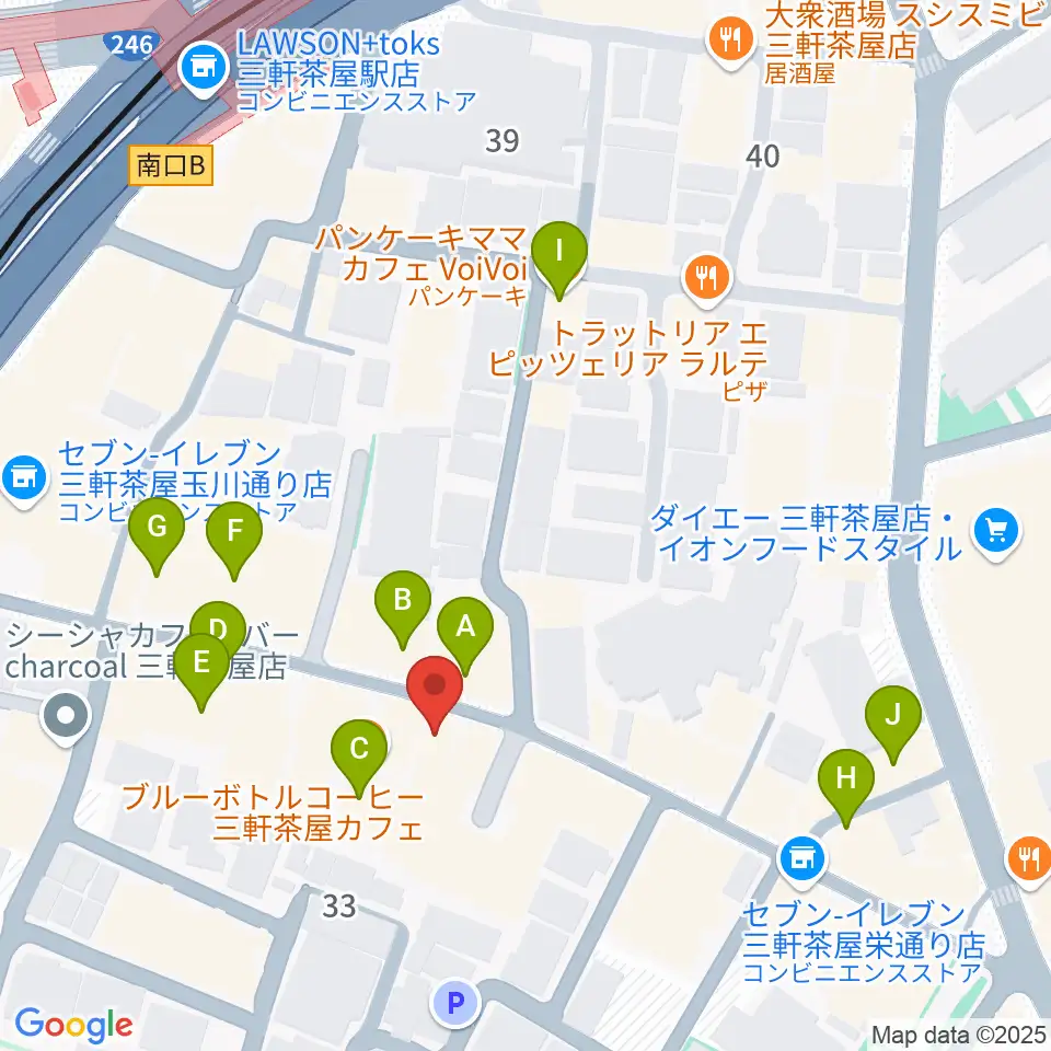 キボリスタジオ周辺のカフェ一覧地図