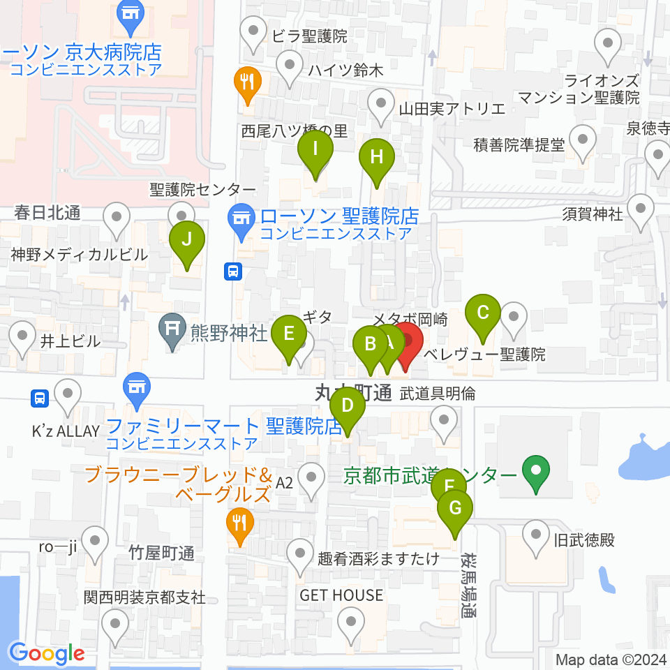 京都ZAC BARAN周辺のカフェ一覧地図