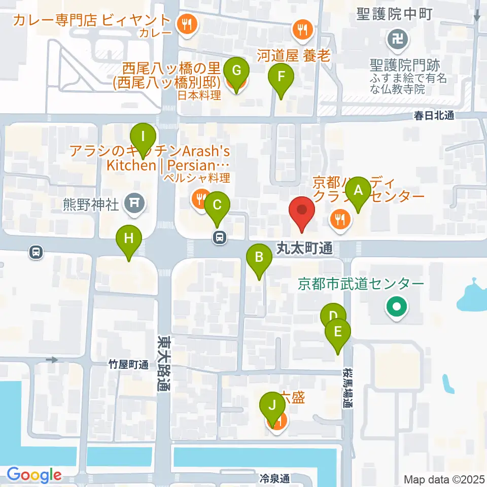 京都ZAC BARAN周辺のカフェ一覧地図