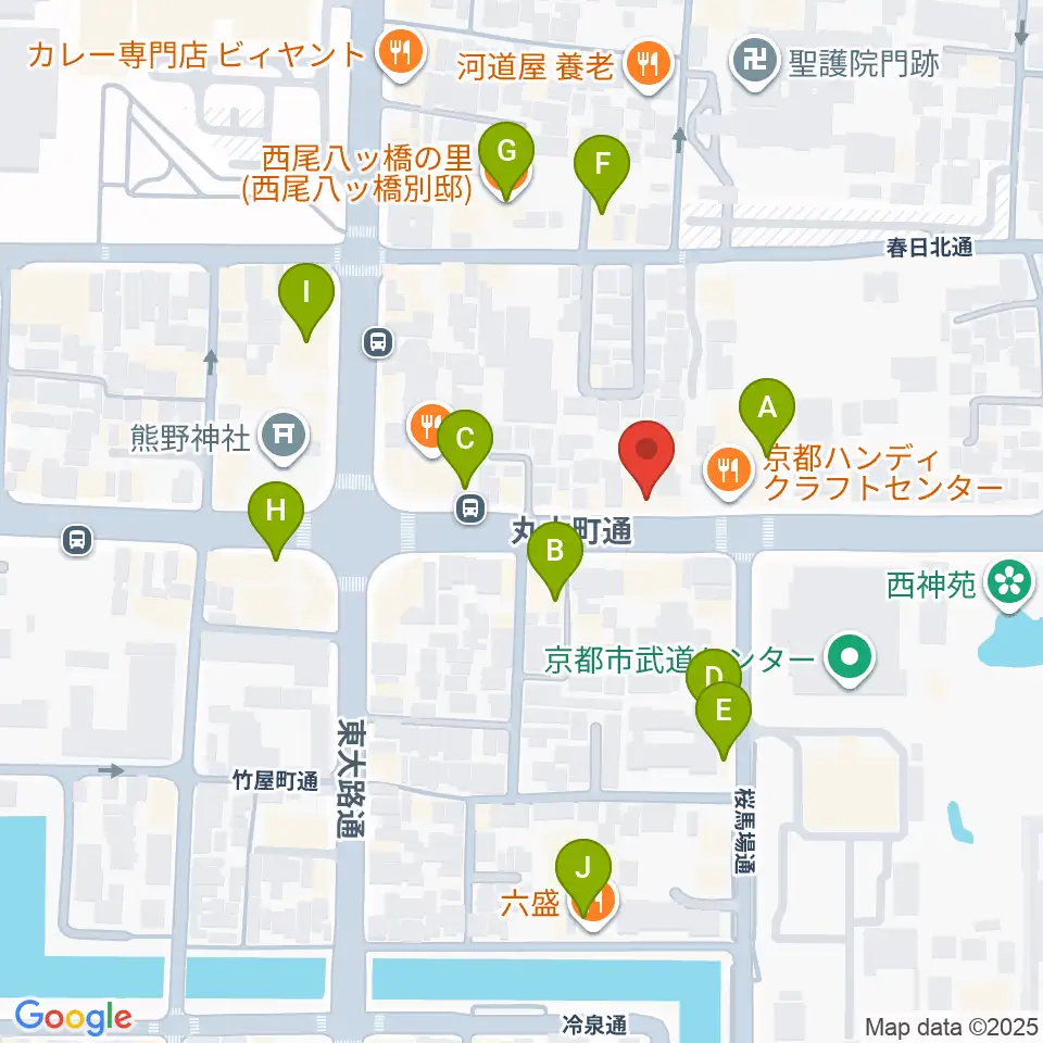 京都ZAC BARAN周辺のカフェ一覧地図