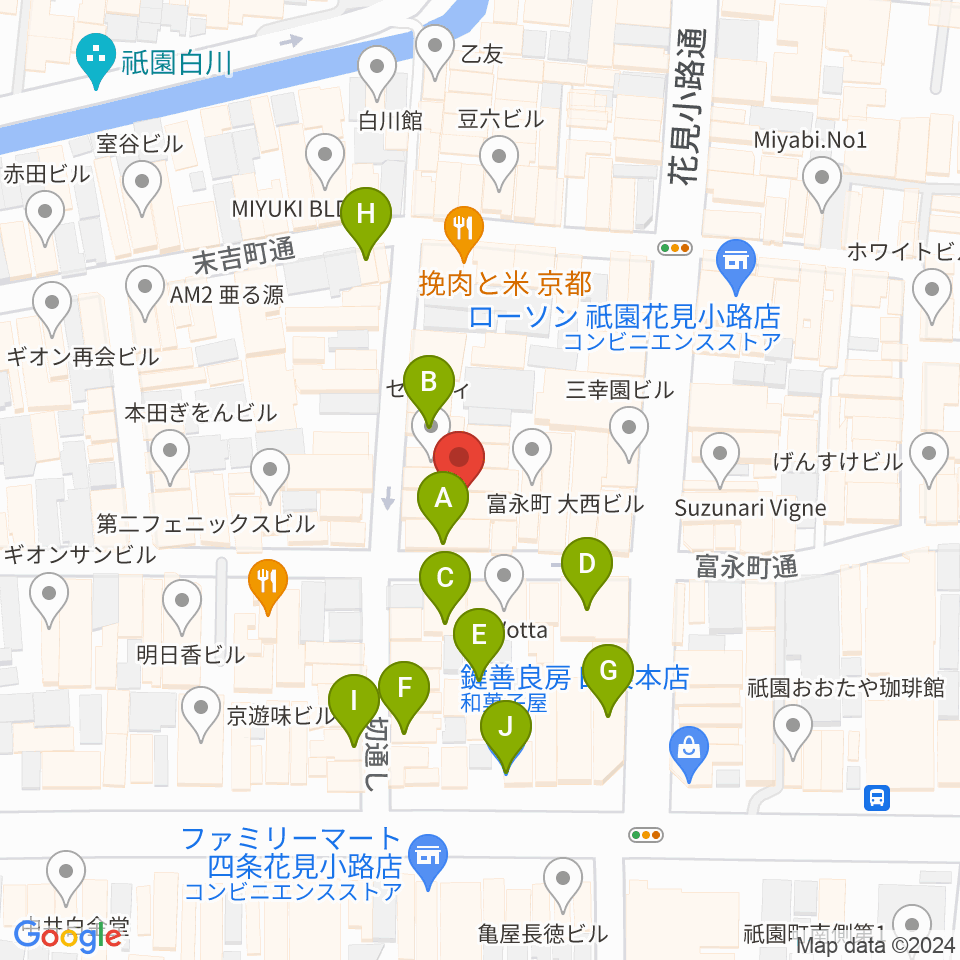祇園pick up周辺のカフェ一覧地図