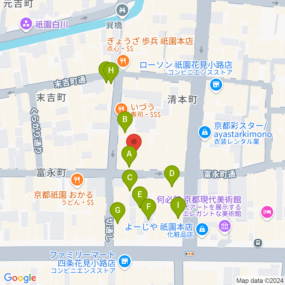 祇園pick up周辺のカフェ一覧地図